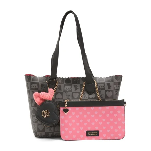 Juicy Couture Black Heart Tote Handbag - Picture 1 of 3